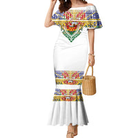 Haiti Flag Traditional Dashiki Mermaid Dress White Color