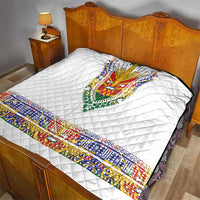 Haiti Flag Traditional Dashiki Quilt White Color