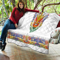 Haiti Flag Traditional Dashiki Quilt White Color