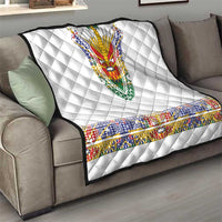 Haiti Flag Traditional Dashiki Quilt White Color