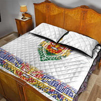 Haiti Flag Traditional Dashiki Quilt Bed Set White Color