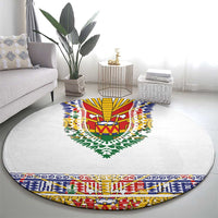 Haiti Flag Traditional Dashiki Round Carpet White Color