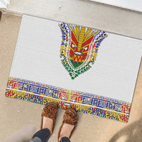 Haiti Flag Traditional Dashiki Rubber Doormat White Color