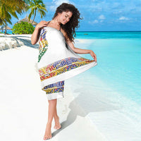 Haiti Flag Traditional Dashiki Sarong White Color