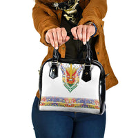 Haiti Flag Traditional Dashiki Shoulder Handbag White Color