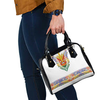 Haiti Flag Traditional Dashiki Shoulder Handbag White Color