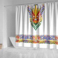 Haiti Flag Traditional Dashiki Shower Curtain White Color