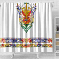 Haiti Flag Traditional Dashiki Shower Curtain White Color