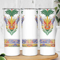 Haiti Flag Traditional Dashiki Skinny Tumbler White Color