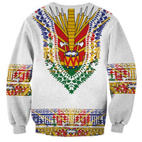 Haiti Flag Traditional Dashiki Sweatshirt White Color