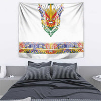 Haiti Flag Traditional Dashiki Tapestry White Color