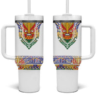 Haiti Flag Traditional Dashiki Tumbler With Handle White Color