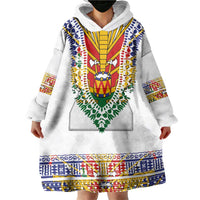 Haiti Flag Traditional Dashiki Wearable Blanket Hoodie White Color