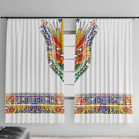 Haiti Flag Traditional Dashiki Window Curtain White Color