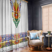 Haiti Flag Traditional Dashiki Window Curtain White Color