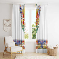 Haiti Flag Traditional Dashiki Window Curtain White Color