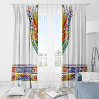 Haiti Flag Traditional Dashiki Window Curtain White Color