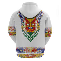 Haiti Flag Traditional Dashiki Zip Hoodie White Color