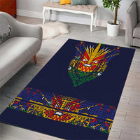 Haiti Flag Traditional Dashiki Area Rug Black Color