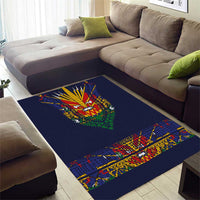 Haiti Flag Traditional Dashiki Area Rug Black Color