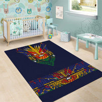 Haiti Flag Traditional Dashiki Area Rug Black Color
