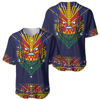Haiti Flag Traditional Dashiki Baseball Jersey Black Color