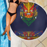 Haiti Flag Traditional Dashiki Beach Blanket Black Color