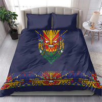 Haiti Flag Traditional Dashiki Bedding Set Black Color