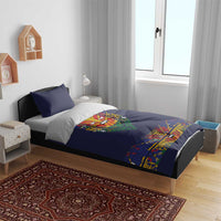 Haiti Flag Traditional Dashiki Bedding Set Black Color