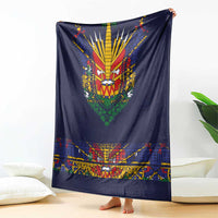 Haiti Flag Traditional Dashiki Blanket Black Color