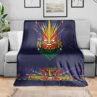 Haiti Flag Traditional Dashiki Blanket Black Color