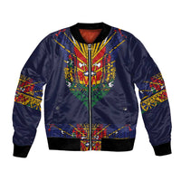 Haiti Flag Traditional Dashiki Bomber Jacket Black Color