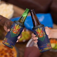 Haiti Flag Traditional Dashiki 4 in 1 Can Cooler Tumbler Black Color