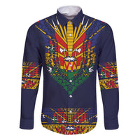 Haiti Flag Traditional Dashiki Family Matching Long Sleeve Bodycon Dress and Hawaiian Shirt Black Color