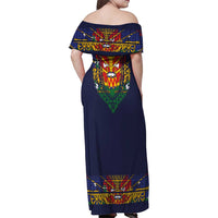 Haiti Flag Traditional Dashiki Family Matching Off Shoulder Maxi Dress and Hawaiian Shirt Black Color