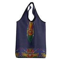 Haiti Flag Traditional Dashiki Grocery Bag Black Color