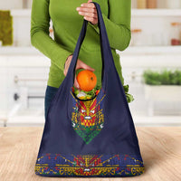 Haiti Flag Traditional Dashiki Grocery Bag Black Color