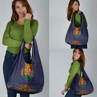 Haiti Flag Traditional Dashiki Grocery Bag Black Color