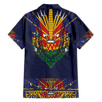 Haiti Flag Traditional Dashiki Hawaiian Shirt Black Color