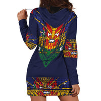 Haiti Flag Traditional Dashiki Hoodie Dress Black Color