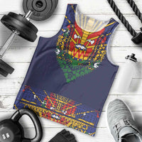 Haiti Flag Traditional Dashiki Men Tank Top Black Color