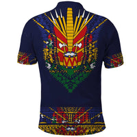 Haiti Flag Traditional Dashiki Polo Shirt Black Color