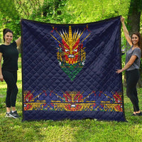 Haiti Flag Traditional Dashiki Quilt Black Color
