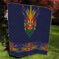 Haiti Flag Traditional Dashiki Quilt Black Color
