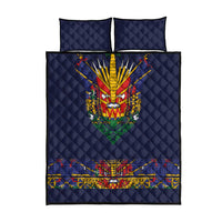 Haiti Flag Traditional Dashiki Quilt Bed Set Black Color
