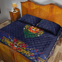 Haiti Flag Traditional Dashiki Quilt Bed Set Black Color