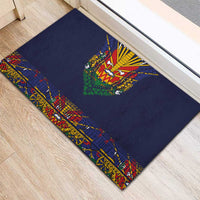 Haiti Flag Traditional Dashiki Rubber Doormat Black Color