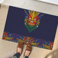 Haiti Flag Traditional Dashiki Rubber Doormat Black Color
