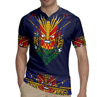 Haiti Flag Traditional Dashiki Rugby Jersey Black Color
