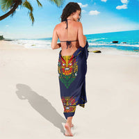Haiti Flag Traditional Dashiki Sarong Black Color